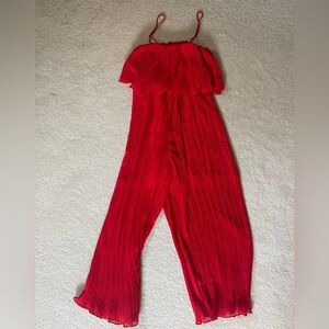 Zara red long pleated jumpsuit, RN77302, size M